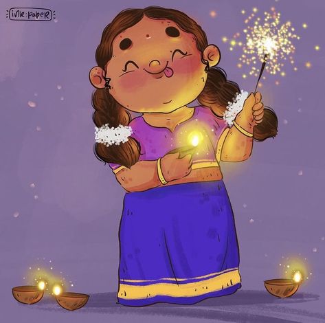 Deepawali Drawing, Diwali Illustration Art, Diwali Doodle Art, Deepavali Drawing, Diwali Doodle, Diwali Cartoon, Thadingyut Festival, Happy Diwali Illustration, Diwali Festival Drawing