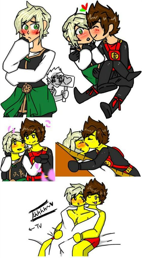 Lego Ninjago Fanart Lloyd X Kai, Greenflame Ninjago, Kai X Lloyd, Lloyd X Kai, Ninjago Greenflame, Ninjago Spinjitzu, Ninjago Images, Ninjago Anime, Ninjago Ships