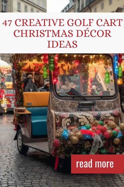 Explore these creative golf cart decorations for Christmas. This pin showcases various imaginative ideas perfect for embracing the holiday spirit with your golf cart, featuring colorful ornaments and festive themes. Golf Cart Christmas Decorating Ideas, Golf Cart Christmas Parade, Hristmas Crafts, Cool Christmas Crafts, Diy Christmas Crafts For Kids, Simple Christmas Crafts, Christmas Crafts Easy, Creative Christmas Crafts, Vintage Christmas Crafts