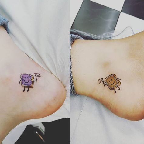 Peanut Butter and Jelly Jelly Tattoo, Cool Tattoos With Meaning, Cute Best Friend Tattoos, Matching Bff Tattoos, Matching Friend Tattoos, Cute Matching Tattoos, Matching Best Friend Tattoos, Bestie Tattoo, Matching Sister Tattoos