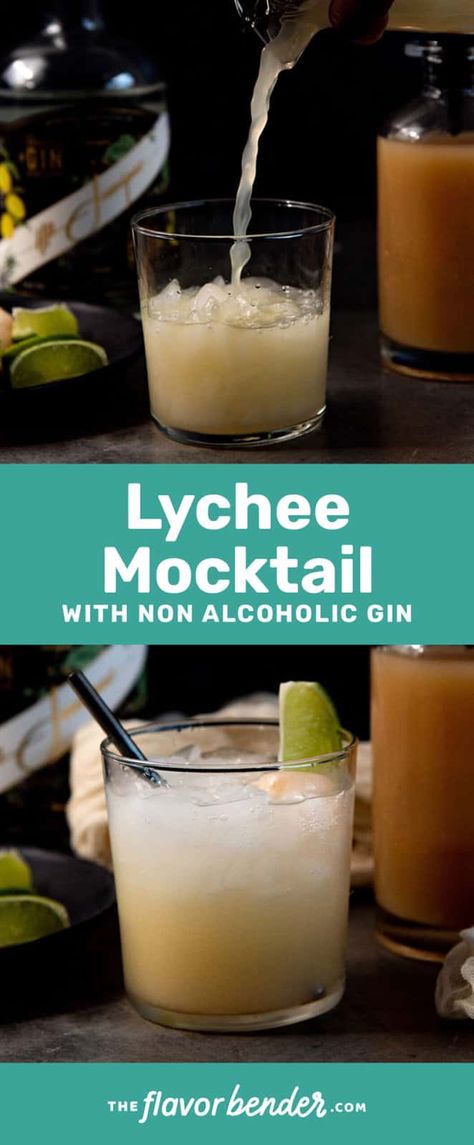 Lychee Sangria, Lychee Mocktail, Lychee Cocktail, Easy Mocktails, Easy Mocktail Recipes, Virgin Cocktails, Flavoured Gin, Gin Recipes, Drink Recipes Nonalcoholic