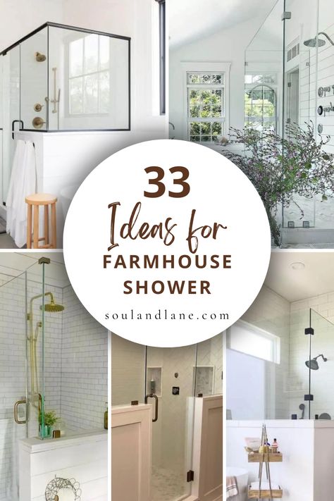 Immerse yourself in the comfort of country living with our creative farmhouse shower ideas. Explore a variety of designs and features that blend rustic charm with modern convenience. These inspirations ensure your shower becomes a tranquil retreat, reflecting the timeless appeal of farmhouse style while providing a rejuvenating experience for your daily routine. Farmhouse Small Shower Ideas, Farmhouse Bathroom Glass Shower Door, Master Bath Remodel Modern Farmhouse, Master Shower Design Ideas, Farmhouse Modern Master Bath, Farmhouse Bathroom Showers, Farmhouse Bathroom Design Ideas, Farm Style Bathroom Ideas, Modern Rustic Master Bath