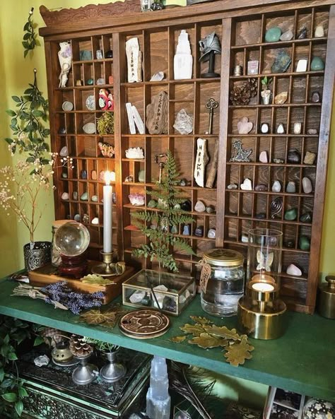 Litha Summer Solstice, Pagan Wheel Of The Year, Altar Inspiration, The Book Of Shadows, Small Altar, Wooden Shelving, Apothecary Decor, Witchy Room, Witch Room