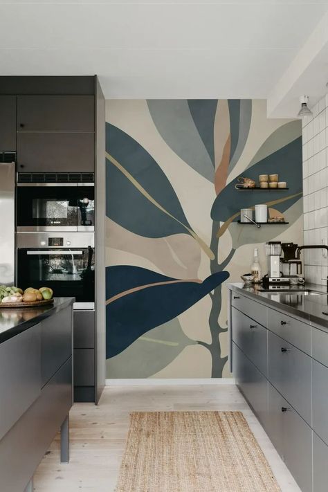 Closet Murals Wall Art, Kitchen Wall Treatments, Modern Paint Designs On Wall, Kitchen Wall Drawing Ideas, Pattern Interior Design, Kitchen Mural, Design My Room, Diy Mural, Architecture Design Process