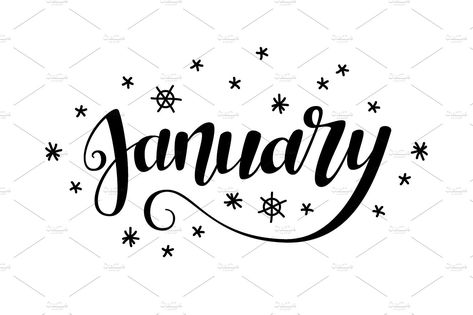 Cute brush calligraphy of month of the year by Cute Designs on @creativemarket January Calligraphy, February Calligraphy, Month Calligraphy, Calendar Typography, Pretty Lettering, Christmas Tools, Vintage Handwriting, Whiteboard Art, February Bullet Journal