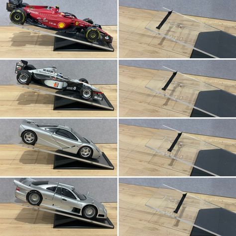 Exhibit your 1:18 Formula 1, Indy Car, V8 Supercar, Touring Car, LMP, or Hypercar scale model like a piece of modern art in a gallery - This minimalist desktop display stand is the perfect way for displaying your collectable scale model!

This Model Desktop Display Stand comes in kit form, requiring simple assembly - all parts fit together requiring no tools, glue, or other fixings to assemble. Model Car Display Ideas, Model Car Display, V8 Supercars, Car Display, Scale Models Cars, Car Ideas, Indy Cars, Mini Cars, Diecast Cars