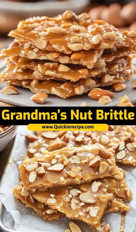 This grandma’s nut brittle is the best brittle for a crunchy, sweet treat. Packed with nuts and caramelized to perfection, it’s the ultimate nut brittle for gifting or snacking Macadamia Nut Brittle, Mixed Nut Brittle Recipe, Almond Brittle Recipes, Nut Brittle Recipe, Walnut Brittle, Hazelnut Brittle, Homemade Peanut Brittle, Nut Brittle, Peanut Brittle Recipe