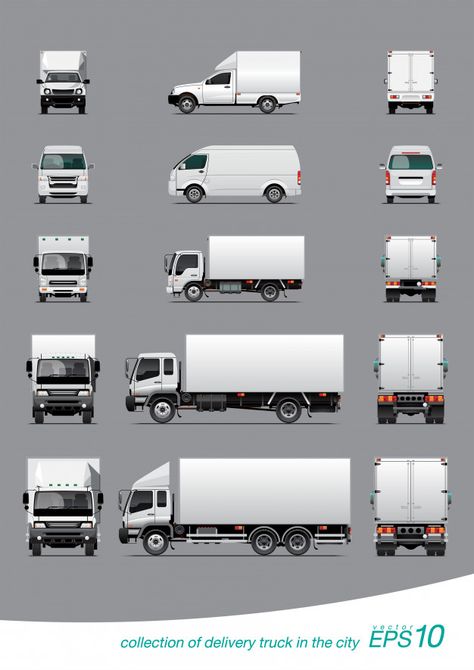 Collection of delivery cargo truck Premi... | Free Vector #Freepik #freevector #mockup #business #car #city Delivery Truck Design, Transportation Logo, V Logo Design, Delivery Trucks, Car Delivery, Transport Vehicles, Tee Shirt Quilt, Cargo Truck, Cargo Transport