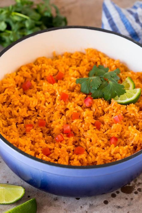 This Mexican rice recipe is restaurant style rice simmered in tomato sauce and broth with plenty of spices. Rice With Corn, Mexican Rice Recipe, Mexican Rice Easy, Spanish Rice Recipe, Mexican Rice Recipes, Tomato Rice, Brown Rice Recipes, Rice Side Dishes, Rice Dinner