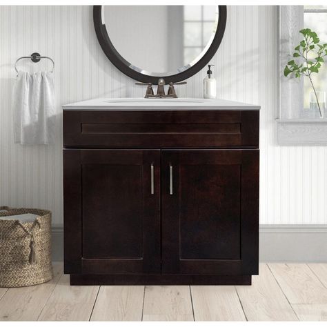 30'' Single Bathroom Vanity Base Only in Espresso Shaker White Shaker Bathroom Vanity, Vanity Products, Shaker Bathroom Vanity, Sink Base Cabinet, Bathroom Vanity Sink, Shaker Design, Bathroom Vanity Base, Concealed Hinges, Vanity Base