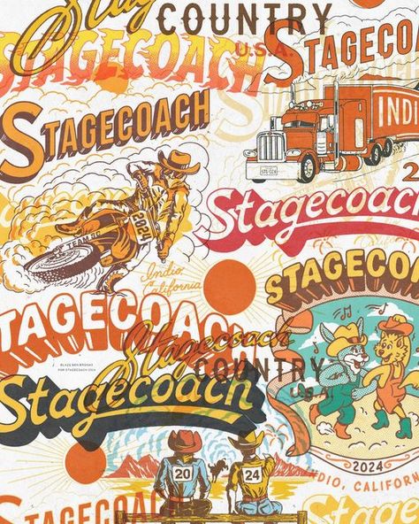 Blaze Brooks on Instagram: "STAGECOACH 2024 

Designs made for this years festival merchandise! Thanks @goldenvoice for having me onboard this year." Stagecoach 2024, 2025 Inspiration, Cowboy Artwork, Festival Merchandise, Western Festival, Mountain Road, Illustration Inspiration, Rodeo, This Year