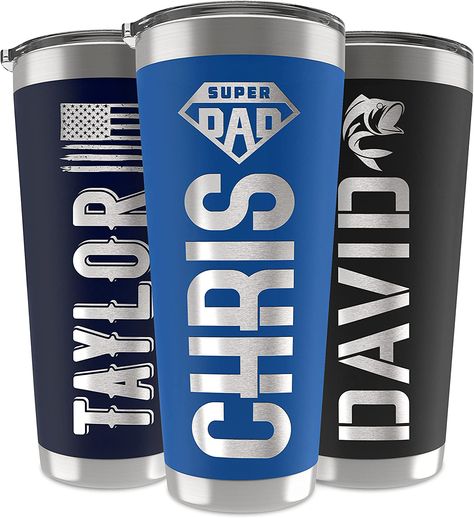 Surprise your dad with a personalized tumbler that's as unique as he is! Our Dad Gifts, Personalized Tumbler w Icon & Name is the perfect gift for any occasion. Choose from 20 or 30 oz sizes and eight vibrant colors to suit his style. With its vacuum insulated, double-wall stainless steel construction, his favorite beverages will stay hot or cold for hours. The customizable design adds a personal touch, making it a cherished keepsake. Font Chart, Font Number, Birthday Cheers, Double Wall Tumblers, Custom Personalized Gifts, Super Dad, Dad Gifts, Personalized Tumbler, Travel Coffee Mugs