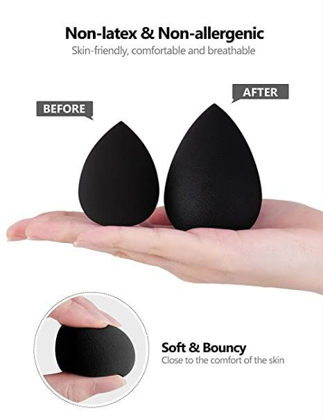 InnoGear Makeup Sponge, 10 Pcs Makeup Sponges Blender Set Beauty Cosmetic Foundation Blending Applicator Puff, Flawless for Liquid Cream Powder (Basic Black) Black Makeup Sponge, Foundation Contouring, Beauty Blender Sponge, Foundation Sponge, Makeup Sponges, Flawless Makeup Application, Black Makeup, Makeup Sponge, Flawless Makeup