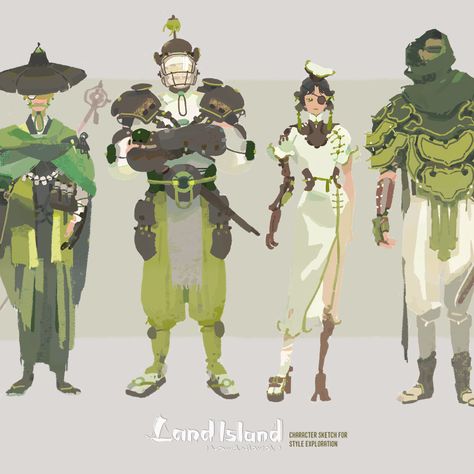 Ecopunk Character Design, Overgrown Character Design, Solarpunk Character Art, Art Station Character Design, Solar Punk Character Design, Tropical Character Design, Solar Punk Outfit, Character Sheet Drawing Design Reference, Solarpunk Character Design