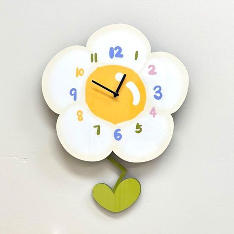 Clock Artwork, Kids Clocks, Wood Clock Design, Simple Clock, Clock Flower, Bedroom Wall Clock, Flower Clock, Cute Clock, Wall Clocks Living Room