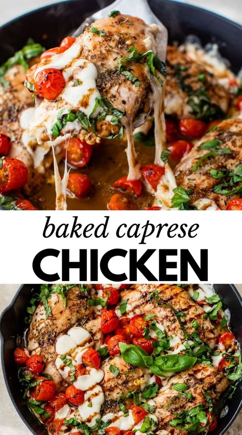 Chicken Recipes 5 Ingredients Or Less, One Pan Italian Chicken Skillet, Dinners With Balsamic Vinegar, Mozzarella Tomato Basil Chicken, Healthy Chicken Caprese, Baked Margarita Chicken, Recipes Using Balsamic Vinegar, Dinner To Take To Someone, Recipes With Balsamic Vinegar