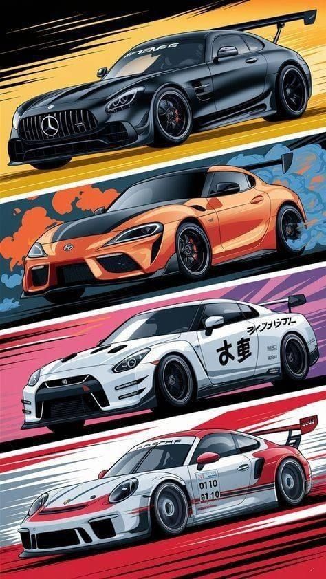 Sports Car Sketch, Traditional Sketches, Hot Wheels Garage, Automotive Illustration, Toyota Supra Mk4, Cool Car Drawings, Car Artwork, Cool Car Pictures, Classic Sports Cars