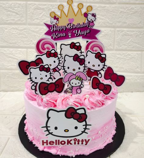 Kue Ultah Hello Kitty Topper, Kue Ultah Hello Kitty, Hello Kitty Cake Design Birthday, Kitty Cake Design, Hello Kitty And Friends Cake, Hello Kitty Cake Design, Kue Hello Kitty, Hello Kitty Cake Topper, Friends Cake Topper