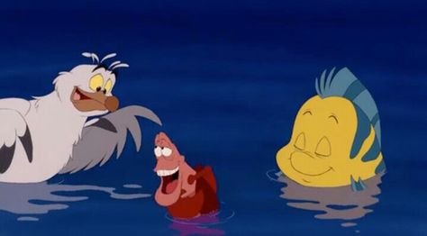 Flounder,  Sebastian and Scuttle Iconic Trios, Disney Costume, Mermaid Coloring Pages, Best Disney Movies, Mermaid Coloring, Disney Costumes, Disney Tattoos, All Movies, Tv Entertainment