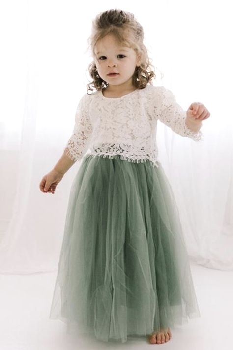 Flowergirls Dress, Green Flower Girl Dresses, Dresses Long Sleeves, Tulle Flower Girl Dress, Sage Green Bridesmaid Dress, Green Tulle, Sage Green Wedding, Tulle Flower Girl, Tulle Flowers