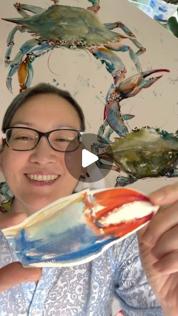 Alice Liu on Instagram: "Blue Crab Claw: Watercolor Mini-Tutorial Series to be posted here free on Instagram. My tutorials are designed to train you to “see” and to play and experiment with watercolor and brushstrokes, to make your own observations so that you become increasingly familiar and comfortable with the medium. If you have 15-30 minutes a day to play, you can grow to be free to paint vibrantly and expressively!  #watercolortutorial#watercolorlesson#watercolortechnique#watercolortips#bluecrab" Alice Liu, Blue Crab Painting, Blue Crab Watercolor, Crab Watercolor, Crab Painting, Watercolor Mini, Crab Claw, Crab Claws, Mini Tutorial