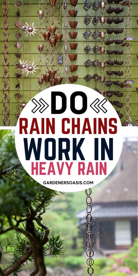 Pictures Of Rain, Rain Chain Ideas, How To Make A Rain Chain, Gutter Chains, Rain Chain Installation, Rain Chain Diy, Rain Chain Garden, Downspout Drainage, Gutter Drainage