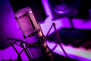 Microphone Purple Aesthetic, Pink Aesthetic Microphone, Lilac Music Aesthetic, Neon Music Aesthetic, Light Purple Microphone, Caroline Rose, Rocky Horror Show, The Music Man, School Of Rock