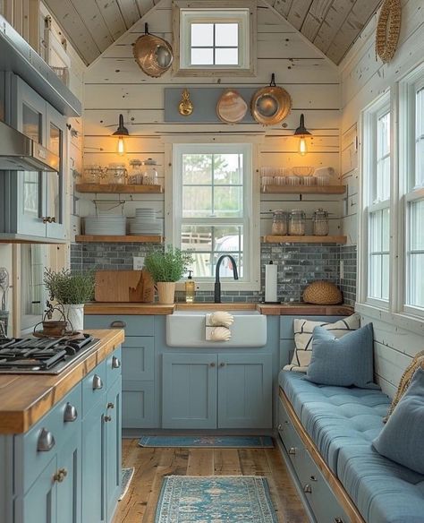 House Flippers, Shabby Home, Casa Container, Deco Retro, Tiny House Interior, Cozy Kitchen, Tiny House Cabin, Tiny Kitchen, Tiny House Living