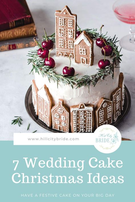 Christmas Bridal Shower Cake, Christmas Wedding Cake Topper, Christmas Wedding Cake Ideas, December Cake, Holiday Cake Designs, Winter Wedding Cakes, Christmas Engagement Party, Christmas Wedding Cake, 50th Wedding Anniversary Cakes