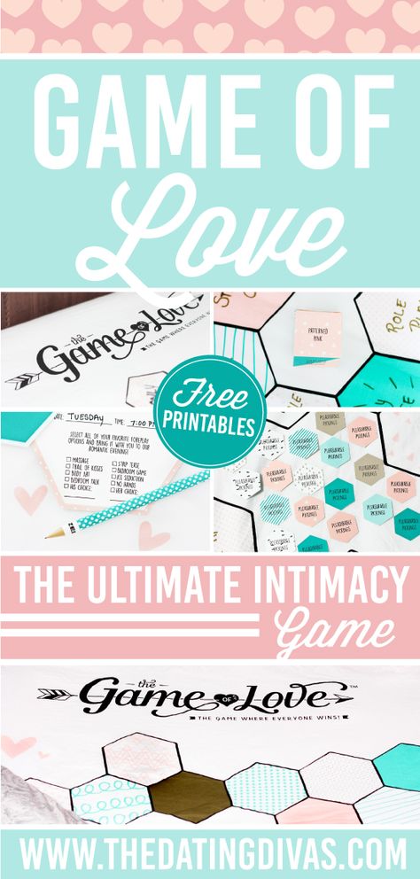 The Game of Love : The Dating Divas Dating Divas Printables Free, Fun Anniversary Ideas, Valentines Games For Couples, Love Printables, Board Games For Couples, Valentines Games, Game Of Love, Bedroom Game, Bachelorette Gift