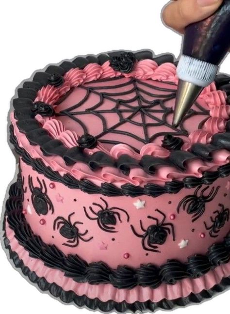 Pastel Goth Birthday Cake, Cake Decorating Designs Birthday, Cute Halloween Birthday Cake, Birthday Cake Aesthetic Heart, Witchy Birthday Cake, Witchy Cake, Birthday Cake Aesthetic Vintage, Vintage Cake Ideas, Birthday Cake Halloween