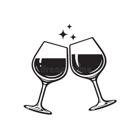 Two glasses of wine. Cheers with wineglasses. Clink glasses icon. Vector illustration on white background. vector illustration Two Glasses Of Wine, Wine Logo Design, Free Stencils Printables Templates, Wine Glass Drawing, Sagittarius Tattoo Designs, Stencils Printables Templates, Wine Cheers, Wine Icon, Beer Icon