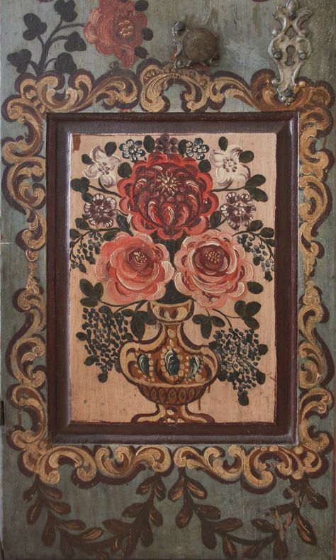 Painted wardrobe, Vienna, The Austrian Museum of Folk Life and Folk Art, front panel Vienna Painting, Folk Art Embroidery, Painted Wardrobe, Art Embroidery, Naive Art, Folk Art Painting, Vintage Embroidery, Painting Projects, Vienna