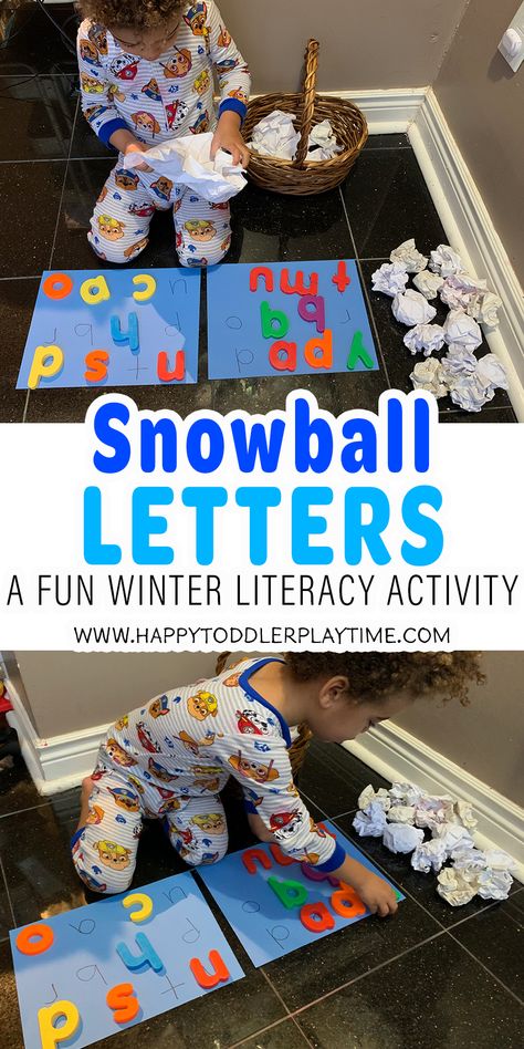 Snowball Letter Unwrap - HAPPY TODDLER PLAYTIME January Learning Activities For Preschool, Preschool Snow Day Activities, December Toddlers Activities, January Sensory Bin Ideas Toddlers, Winter Games For Toddlers, Winter Learning Activities For Toddlers, January Learning Activities For Toddlers, Winter Sensory Activities Preschool, Preschool January Activities