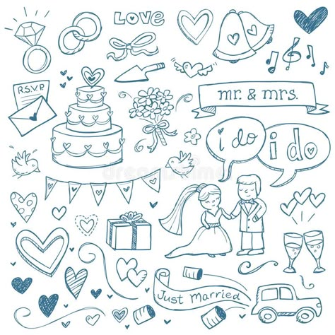 Wedding Doodles. Wedding illustrations drawn in a doodled style , #Ad, #illustrations, #Doodles, #Wedding, #style, #doodled #ad Wedding Bujo, Wedding Bullet Journal, Wedding Doodles, Doodle Wedding, Wedding Coloring Pages, Wedding Drawing, Wedding Journal, Sketch Notes, Wedding Illustration