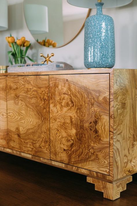 Burlwood Credenza, Guatemalan Decor, Earthy Coastal, Surface Styling, Future Furniture, Wood Inspiration, Rent Apartment, Asian Design, Burl Wood