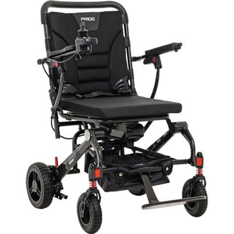 Jazzy Carbon folds down in just a few quick motions, which makes it easier to transport in cars, planes and trains. But don’t let portability fool you. Jazzy Carbon has tall, terrain-dominating wheels and a front-end suspension system, plus a comfy seat cushion to sustain you through everything your busy day throws at you. Folding Electric Wheelchair, Pride Mobility, Walking Aids, Adaptive Equipment, Power Chair, Manual Wheelchair, Powered Wheelchair, Seat Storage, Electric Wheelchair