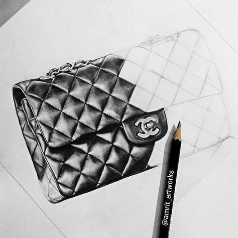 Chanel Bag Drawing, Chanel Bag Illustration, Hand Bag Drawing, Bag Drawing Sketch, Hand Bag Illustration, Chanel Drawing, Interesting Sketches, Odyssey Art, Accessories Design Sketch