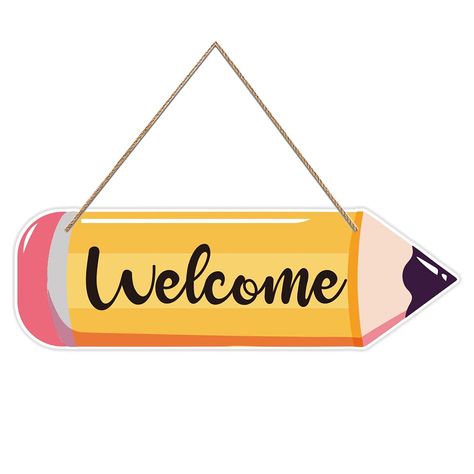 PRICES MAY VARY. SIZE: Welcome classroom sign size is 4" x 12" x 0.2", Also as an appreciation gift thank you gifts for teacher MATERIAL: Welcome sign for front door plaque made of quality PVC board,safe and harmless,not easy to damage,it can use for a long time. EASY TO HANG: First day of school welcome sign with a jute rope,easy to hanging on the door and any other place that you want to decorate. BRAUTIFUL AND COLORFUL DESIGNED: Welcome classroom decoration sign designed with bright colors, w Welcome Door Classroom, Middle School Teacher Appreciation, Classroom Welcome Boards, Welcome Sign For Classroom, Teachers Day Decoration, Welcome Sign Classroom, Sign For Classroom, Class Door Decorations, Welcome To Class