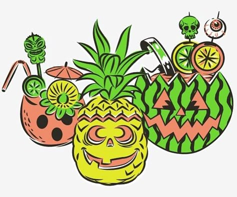 Sweet Siren Designs on Instagram: “Do like Pina-GHOULadas ? 🍍🍹 SummerWeen is here friends, and Sweet Siren Designs is debuting this new Spooky Tiki design at @midsummerscream…” Summerween Coloring Pages, Spooky Summer Party, Summerween Crafts, Summerween Sleepover, Spooky Luau, Summer Halloween Party, Spooky Tiki, Summerween Ideas, Summerween Aesthetic