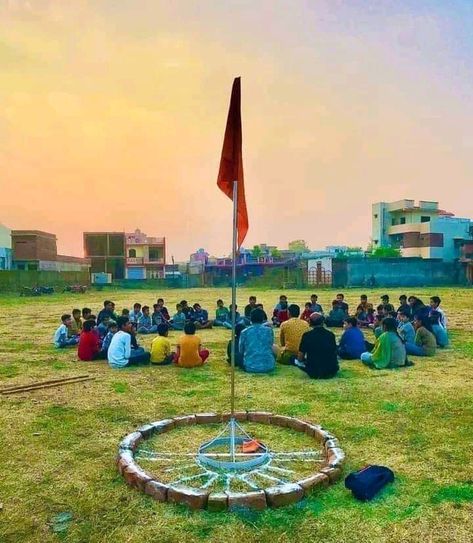 Rss sangh flag hindu hindu Bhagwa Dhwaj, Saffron Flag, Lord Photo, Krishna Pictures, Baseball Field, Krishna, Flag, Quick Saves