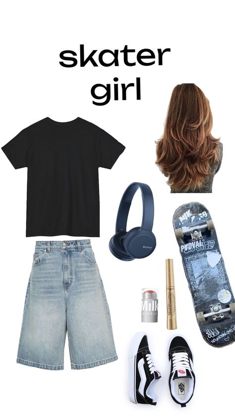 skater girl🤘🏼 Vintage Skater Outfits, 2000s Skater Girl, Skater Girl Outfits Aesthetic, Skate Girl Outfit, Skater Girl Style, Cheer Spirit, Skater Outfits, Physically Fit, Full Body Workout At Home