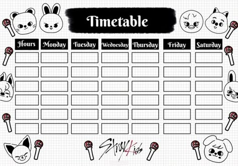 Schedule Timetable, Schedule School, Timetable Template, School Timetable, Kpop Diy, Kids Schedule, School Schedule, School Calendar, Bullet Journal School