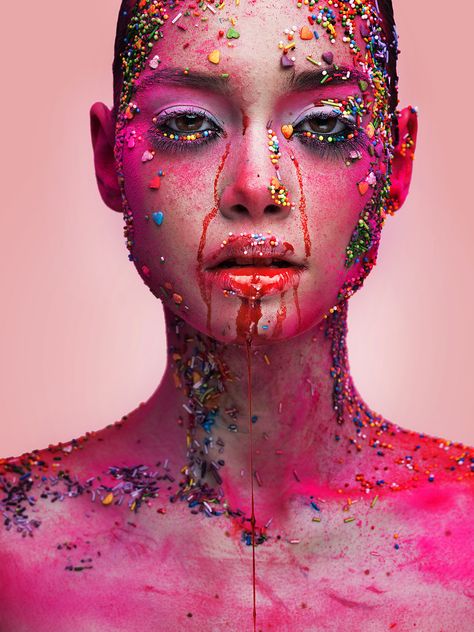 Face Paint Photoshoot, Candy Photoshoot Ideas, Candy Inspired Makeup, Candy Makeup Look, Candy Editorial, Candy Portrait, Candy Shoot, Candy People, Candy Photoshoot