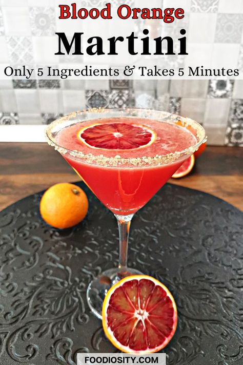 Blood Orange Recipes Drinks, Winter Vodka Cocktails, Fruity Rum Drinks, Blood Orange Martini, Orange Martini, Blood Orange Vodka, Blood Orange Recipes, Blood Orange Cocktail, Vodka Cocktails Easy