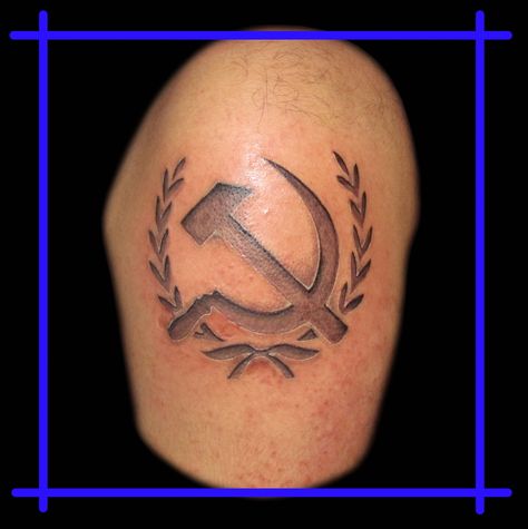 hammer and sickle Sickle Tattoo, Hammer Tattoo, Russian Tattoo, Army Tattoos, Hammer And Sickle, Chinese Tattoo, Wet Felting Projects, Fairy Tattoo, Tattoo Meaning