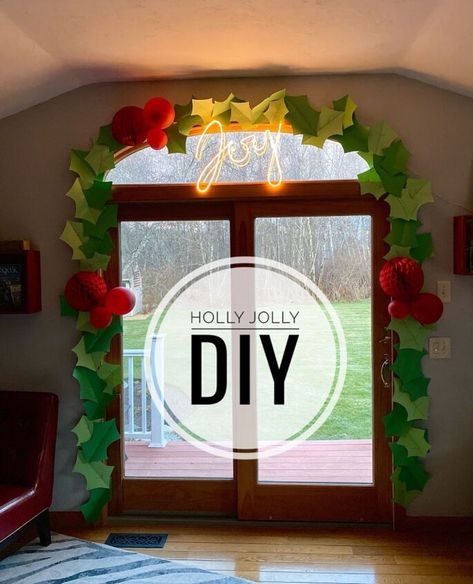 Giant Holly Garland, Archway Decor Christmas, Bowling Ball Crafts, Archway Decor, Easy Grammar, Different Greens, Welcome December, Grammar School, Giant Paper Flowers