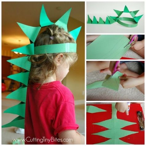 Paper Dinosaur, Dinosaur Hat, Paper Blog, Dinosaur Activities, Dinosaur Crafts, Kraf Diy, Dinosaur Birthday Party, Diy Hat, Diy Slime