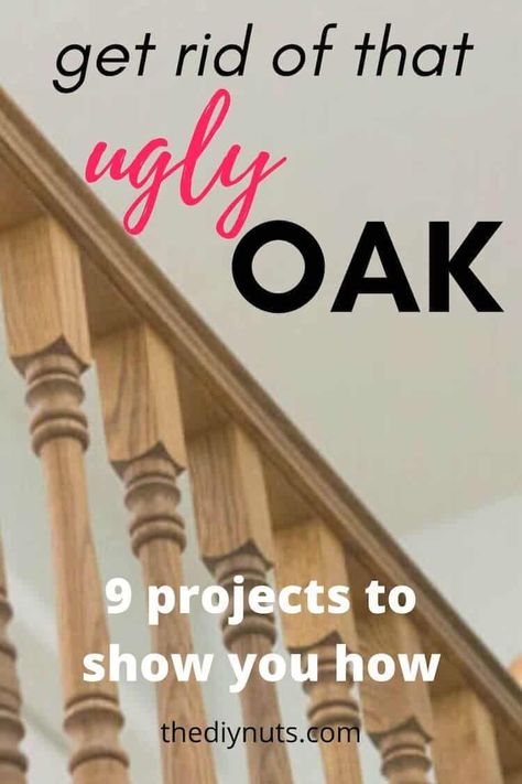 Stair And Railing Makeover, How To Stain Stair Railing, Update Old Stair Railing, Painting Oak Railings, Updating Stairs Railing, Interior Stairs Railing Ideas, How To Update Oak Trim, How To Redo Stair Banister, Stained Handrails Stair Railing