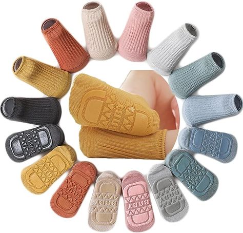 Amazon.com: Toddler Baby Non Slip Socks 8 Pairs Infant Newborn Antiskid Socks with Grips Solid Anti-Slip Unisex Ankle Socks for Girl Boy: Clothing, Shoes & Jewelry Baby Socks Crochet, Crochet Baby Socks, Newborn Socks, Easy Crochet Baby, Non Slip Socks, Boys Socks, Baby Boy Accessories, Toddler Socks